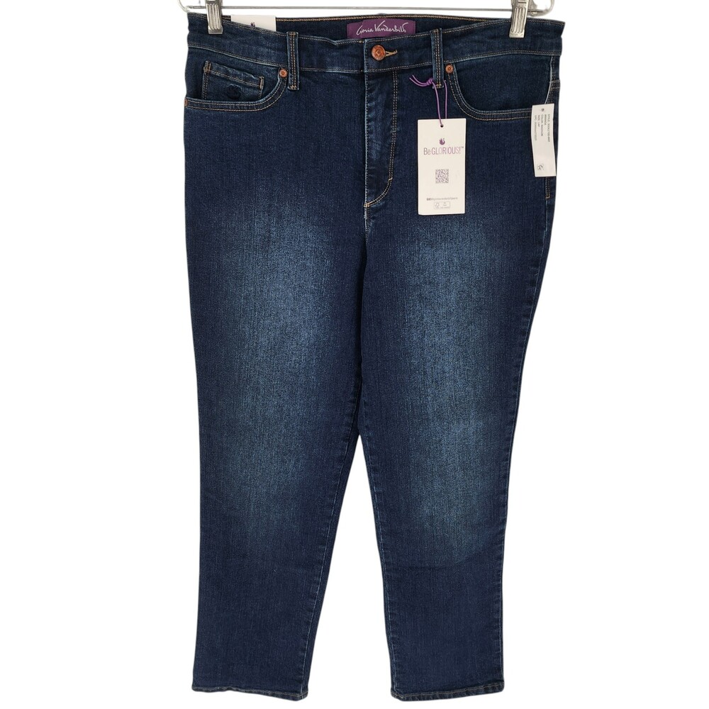 Gloria Vanderbilt Amanda Jeans 14P Blue Tummy Slimming High Rise Stretch NEW